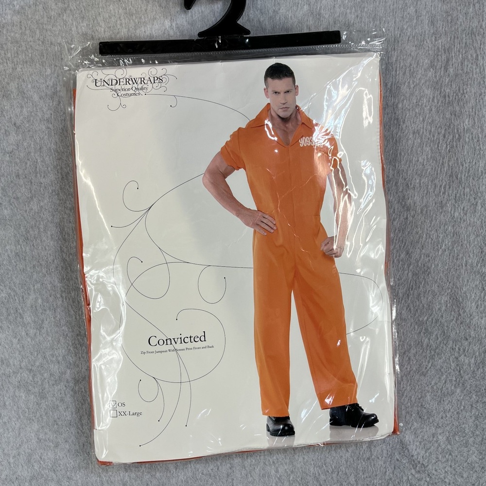 Underwraps Mens Orange Prisoner Costume Adult Convict Jail Jumpsuit 28057 OS